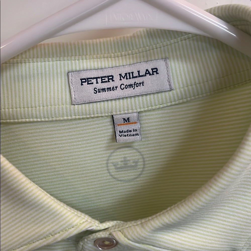 Peter Millar Men's Green Striped Shirt